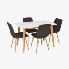 Set de mobilă Eva COOPER White/Bella beech + 4 YTC-080Wo BJORN45 Dark brown