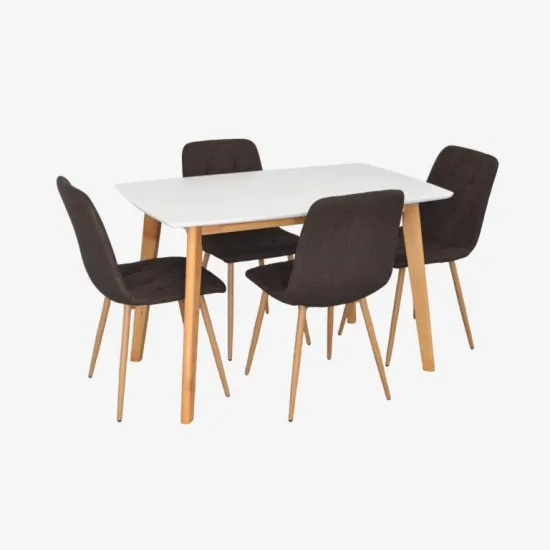 Set de mobilă Eva COOPER White/Bella beech + 4 YTC-080Wo BJORN45 Dark brown