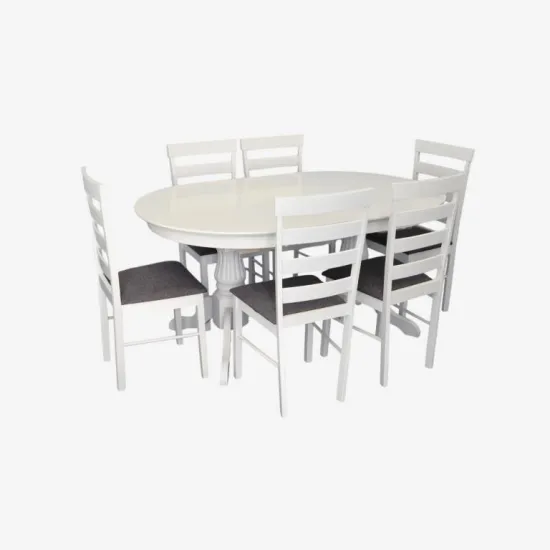 Set de mobilă Eva HV-33V White + 6 Gloria White/NV-10WP Grey