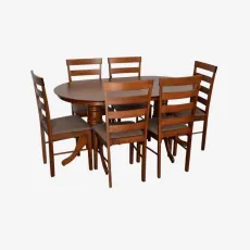 Set de mobilă Eva HV-24V Burnish oak + 6 GLORIA Burnish oak/Ekea12 Dark Brown
