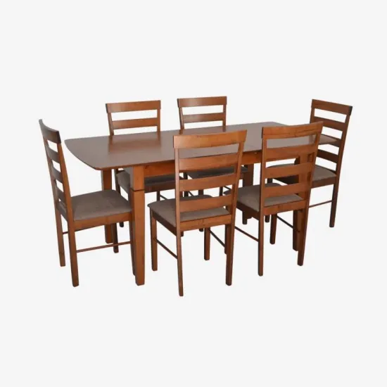 Set de mobilă Eva HV-27V Burnish oak + 6 GLORIA Burnish oak/Ekea12 Dark Brown