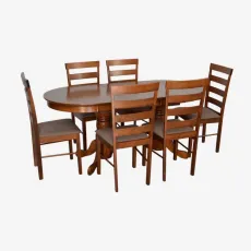 Set de sufragerie Eva HV-31N Burnish oak + 6 GLORIA Burnish oak/Ekea12 Dark Brown