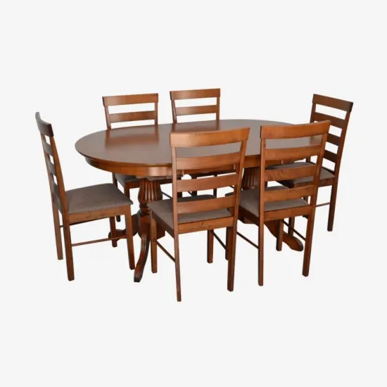 Set de sufragerie Eva HV-33V Burnish oak + 6 GLORIA Burnish oak/Ekea12 Dark Brown