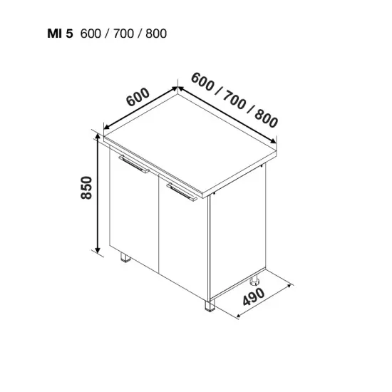 Нижний кухонный шкаф Ambianta Bonita MI5 600, Cashmere