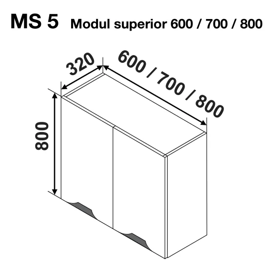 Modul superior Ambianta Gloria MS5 800 cu 2 usi, MDF, Cappuccino