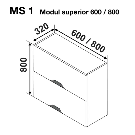 Верхний кухонный шкаф Ambianta Gloria MS1 600 c 2 дверцами, МДФ, Крем