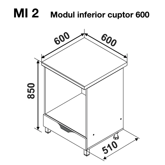 Modul inferior Ambianta Gloria MI2 600 cuptor, MDF, Crem