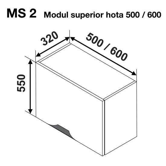 Modul superior Ambianta Gloria MS2 500 hota, MDF, Mint