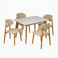 Set de mobilă Eva COOPER White/Bella beech + 4 QT-284Wo UF885-02 (Light beige)