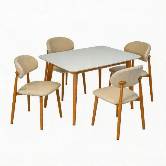 Set de mobilă Eva COOPER White/Bella beech + 4 QT-284Wo UF885-02 (Light beige)