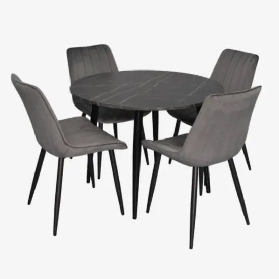 Набор мебели Eva DT 402-6B + 4 YTC-055B BLU-14 (Dark grey)