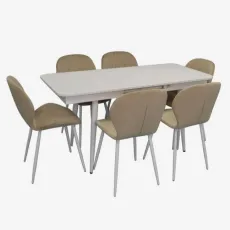 Set de mobilă Eva DT 431-1R Wh + 6 YTC-064Wh UF910-01 (Light beige)