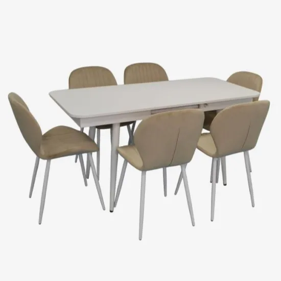 Set de mobilă Eva DT 431-1R Wh + 6 YTC-064Wh UF910-01 (Light beige)