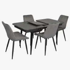 Набор мебели Eva DT 431-3R B + 4 YTC-055B BLU-14 (Dark grey)