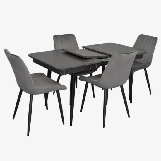 Set de mobilă Eva DT 431-3R B + 4 YTC-055B BLU-14 (Dark grey)