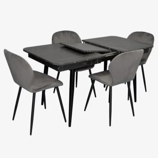 Set de mobilă Eva DT 431-3R B + 4 YTC-064B BLU-14 (Dark grey)