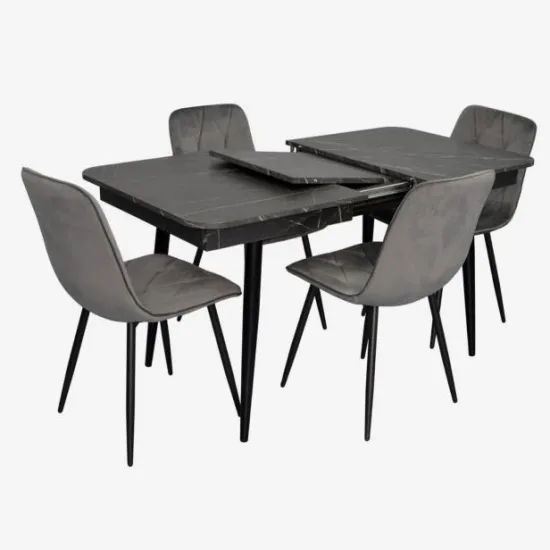Set de mobilă Eva DT 431-3R B + 4 YTC-080B BLU-14 (Dark grey)