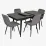 Set de mobilă Eva DT 431-3R B + 4 YTC-080B BLU-14 (Dark grey)