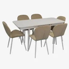 Set de mobilă Eva DT 432-1R Wh + 6 YTC-064Wh UF910-01 (Light beige)