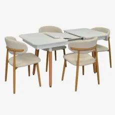 Set de mobilă Eva DT 432-1R Wo + 4 QT-284Wo UF885-02 (Light beige)