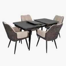 Набор мебели Eva DT 432-3R B + 4 QT-227B UF885-13 (Light grey) / UF885-15 (Dark grey)