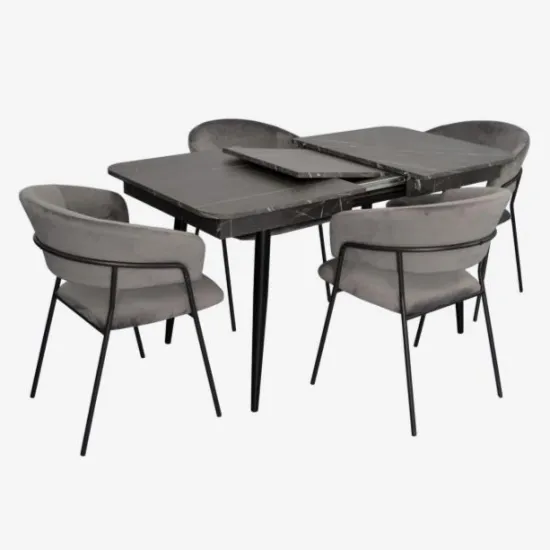Set de mobilă Eva DT 432-3R B + 4 YTC-097B UF BLU-14 (Dark grey)