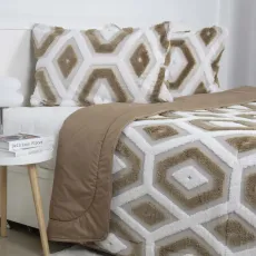 Покрывало +2 Наволочки 50x70 см TEP Boho 220х240 см, Beige