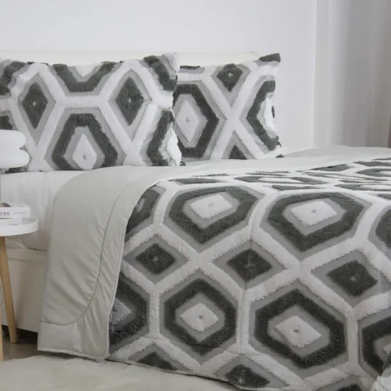 Покрывало +2 Наволочки 50x70 см TEP BOHO 220x240 см, Light Grey