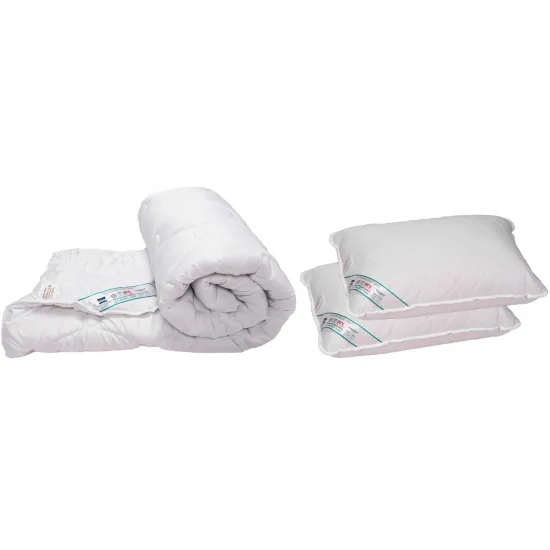 Set Plapuma + 2 perne Relaxe Home HypoAllergenicMed, 200х220 cm, Alb