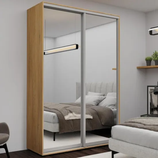 Dulap-cupeu Nex Home NX-1755, 160x220x60 cm, usi oglinda, Sonoma