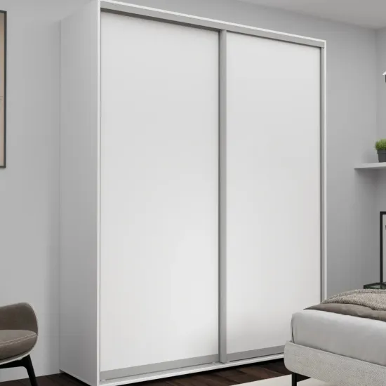 Dulap glisant Nex Home NX-1761, 200x240x60 cm, usi pal, Alb