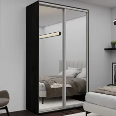 Dulap glisant Nex Home NX-1754, 140x240x60 cm, usi oglinda, Carbon