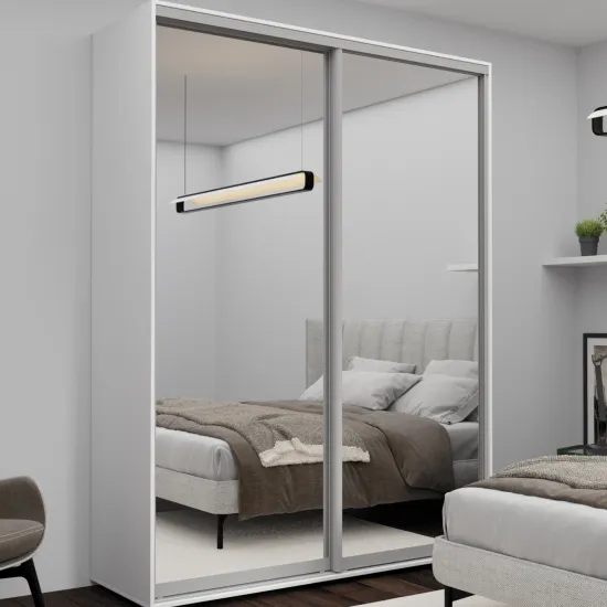 Dulap-cupeu Nex Home NX-1735, 180x240x60 cm, usi oglinda, Alb