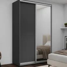 Dulap-cupeu Nex Home NX-1746, 200x220x60 cm, 1 PAL + 1 oglindă, Antracit