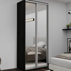 Dulap-cupeu Nex Home NX-1756, 100x220x60 cm, usi oglinda, Carbon