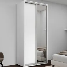 Dulap-cupeu Nex Home NX-1737, 100x220x60 cm, 1 oglindă + 1 PAL, Alb