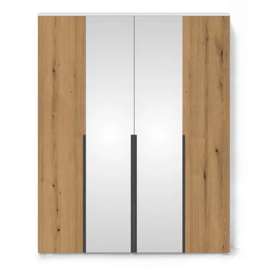 Шкаф Fabrik Home Linia c Зеркалами до пола, 160x50x200 см, Белый ясень/Дуб эвок