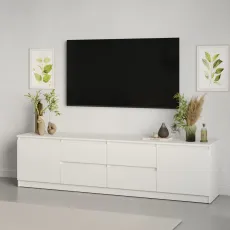 Comoda TV MBS Neo 4S2D, 200x43x53 см, Alb (MBS-1260)