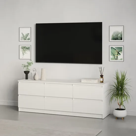 Comoda TV MBS Neo 6S, 150x43x53 см, Alb (MBS-1278)