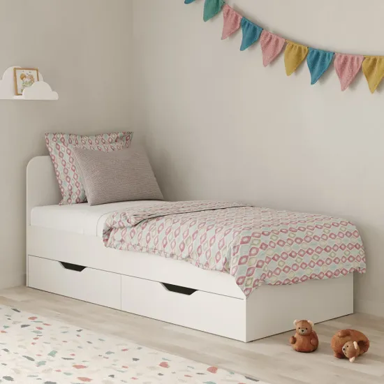 Pat MBS Lilu cu sertare, 90 x 200 cm, Alb (MBS-1303)