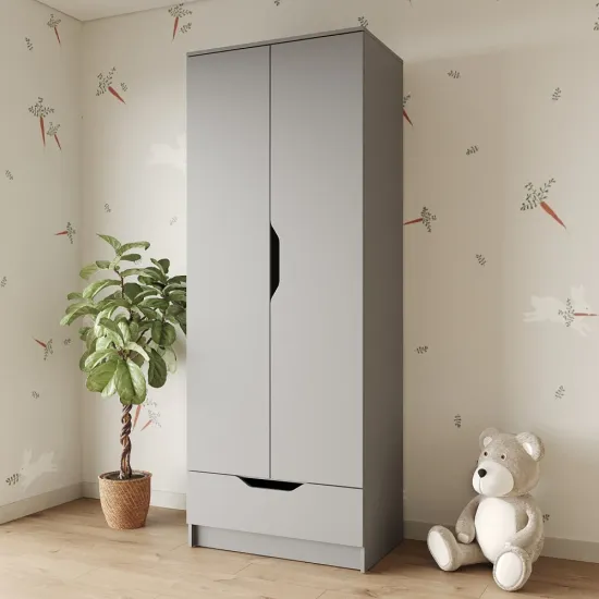 Dulap MBS 2D1S Lilu, 80x50x210 cm, Gri (MBS-1406)