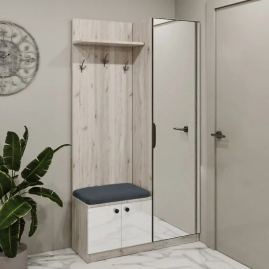 Antreu Bafimob AX-110 dreapta, 110x40x200 см, Corton Stejar/Alb Luciu