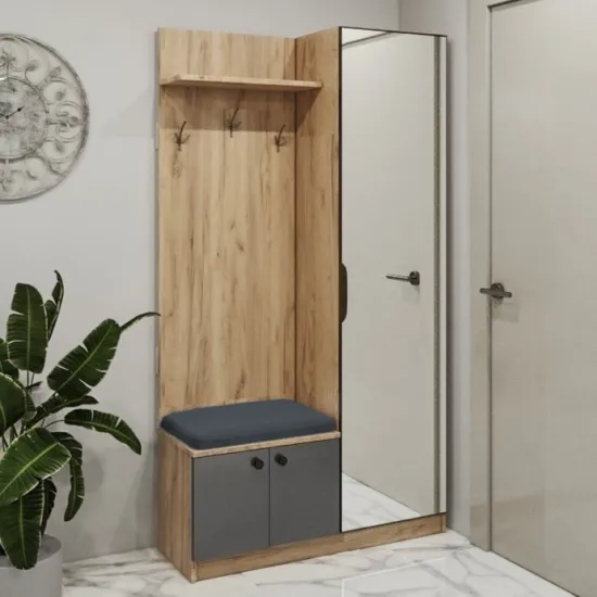 Antreu Bafimob AZ-110 pe dreapta, 110x40x200 cm, Stejar/Grafit