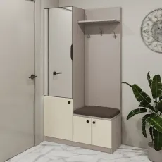 Antreu Bafimob AT-110/2 pe stânga, 110x40x200 cm, Stejar Toffi/Bej