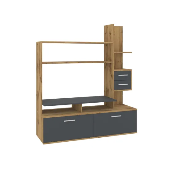 Comoda TV Pehotin Alicante cu rafturi, 130x42x150 см, Taho/Antracit