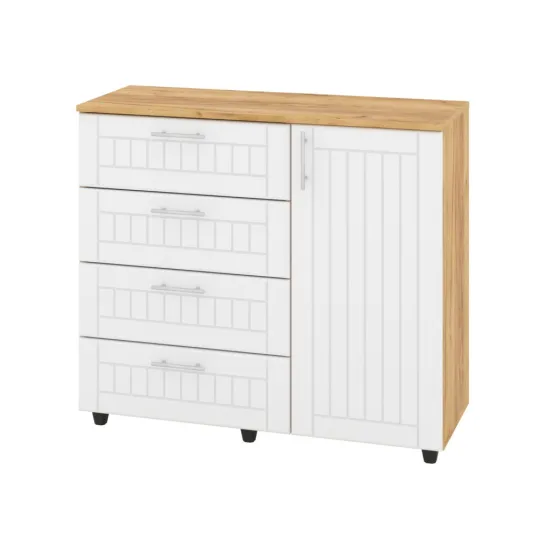 Комод Pehotin К-4+1 МДФ, 100x38x87,5 см, Дуб тахо/Белый