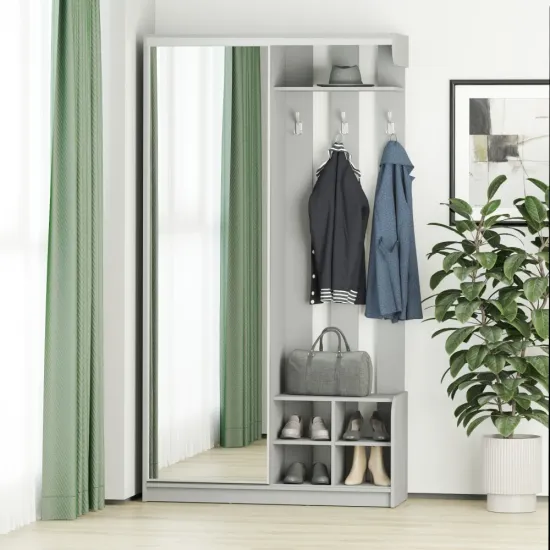 Antreu MBS Linda cu oglindă, 100x40x220 cm, Grey (MBS-4382)