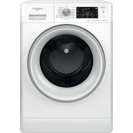 Mașină de spălat cu uscător Whirlpool FFWDD 1076258 SV EE, 10 kg, Alb