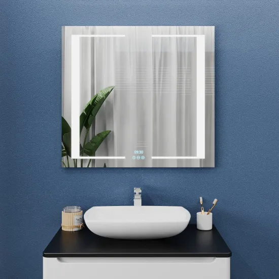 Oglindă pentru baie Bayro Sirius 90x80 LED 3C touch cu dezaburire, ceas și termometru (127078)