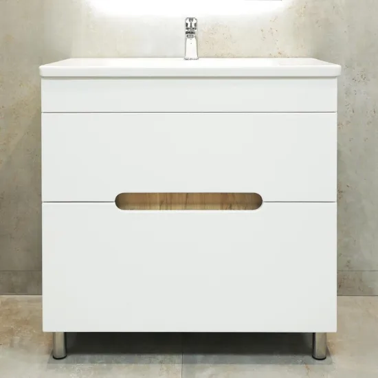 Dulap pentru lavoar Bayro Etna Pro 80 cm, pardoseală, Alb Mat (126191)